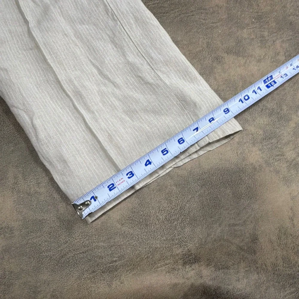 Hugo Boss Jacksons Pants Mens 38x34 Beige 100% Linen Straight Leg Trousers